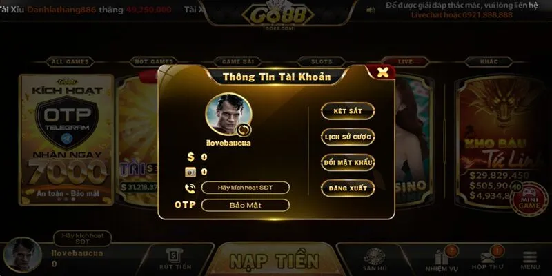 Làm sao để kích hoạt OTP SMS trên Go88? Làm sao để kích hoạt OTP SMS trên Go88?